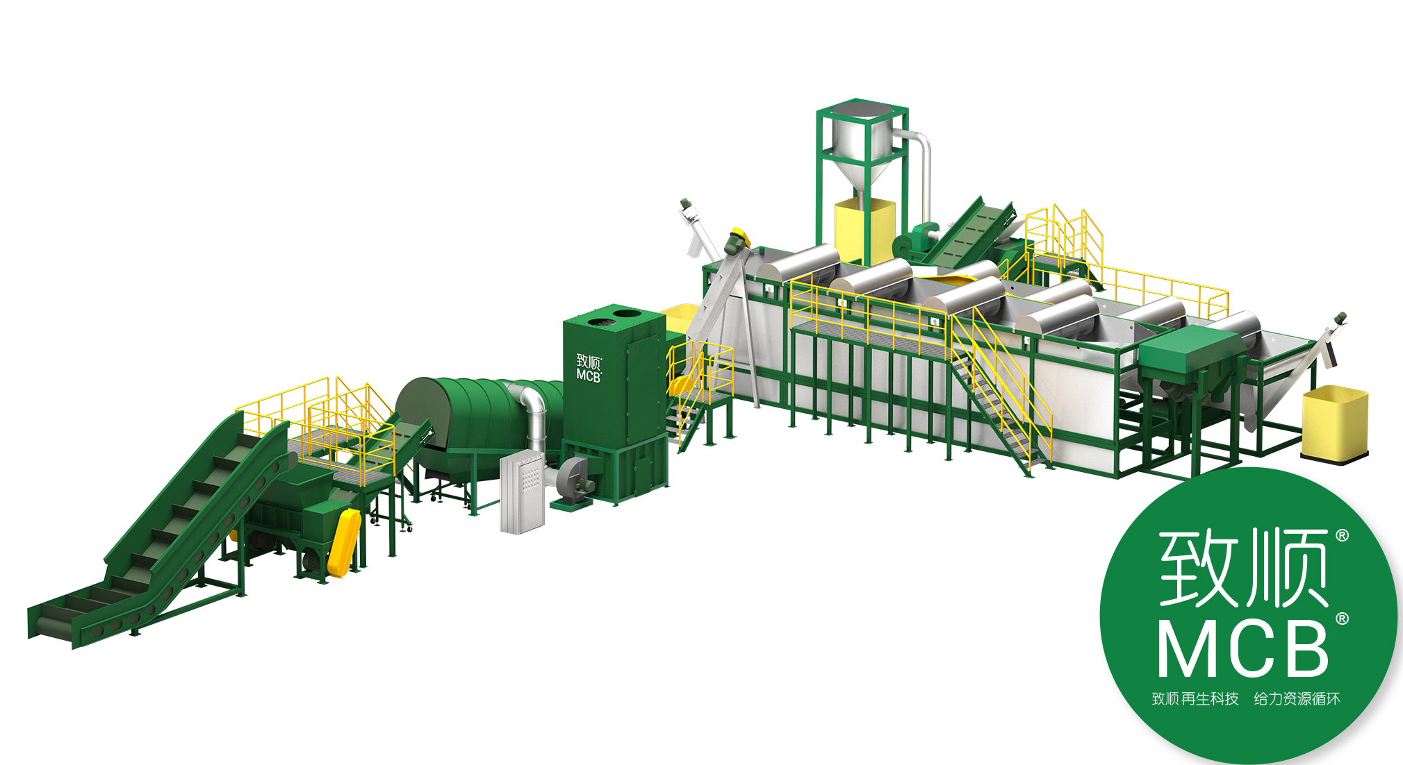 Plastic film crushing cleaning system